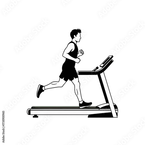 Silhouette fitness training on treadmill offering cardio workout and healthy lifestyle choice