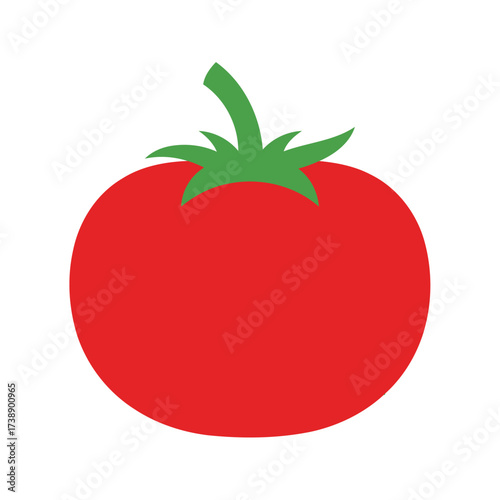 Stylized vector tomato illustration in bold colors on clean white background