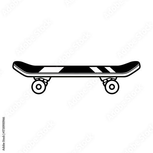 Minimalist illustration of skateboard showcasing urban sports and recreational culture