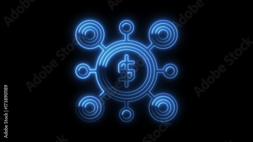 Wallpaper Mural Neon style dollar symbol connected to network nodes technology and finance concept Torontodigital.ca