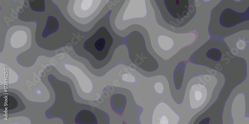 Abstract topographic map background featuring multiple levels of gray tones with a subtle hint of purple lines creating a unique and modern digital artwork.