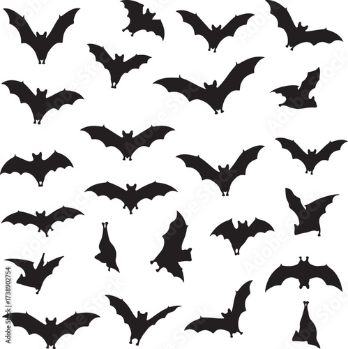 Silhouette of Bats: A captivating arrangement of bat silhouettes fills the frame, showcasing the nocturnal creatures in flight and adding an element of spooky ambiance.