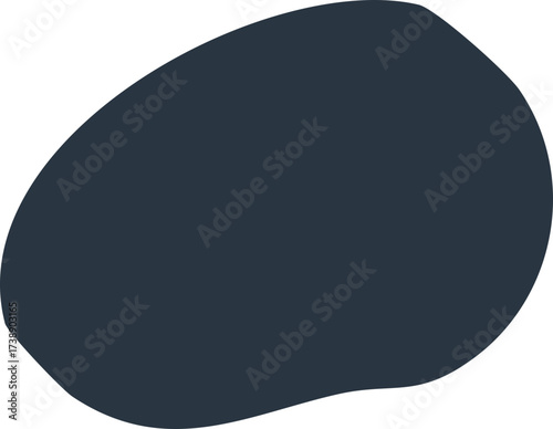 Dark abstract organic shape on white background, minimalistic graphic element