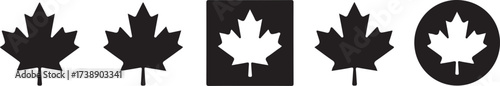 Maple Leaf Motifs: A collection of stylized maple leaf designs, embodying the essence of a nation's pride and natural heritage. A minimalist black and white study.