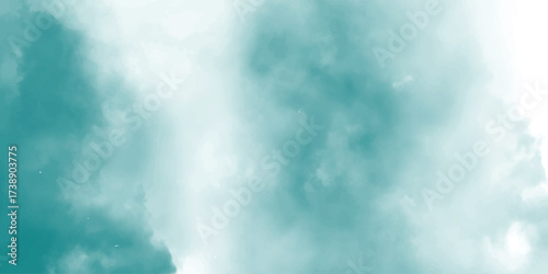 Abstract teal watercolor background featuring cloud-like textured layers for design use in digital art or print materials