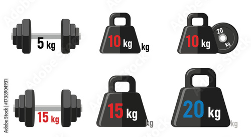 Weights and Dumbbells for Fitness and Strength Training Exercises.