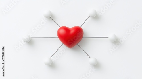 Emotional Connection Concept with Heart and White Spheres Design