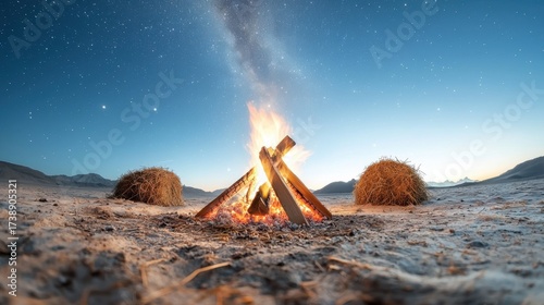 Glowing Red and Orange Embers beneath a Smoldering Bonfire