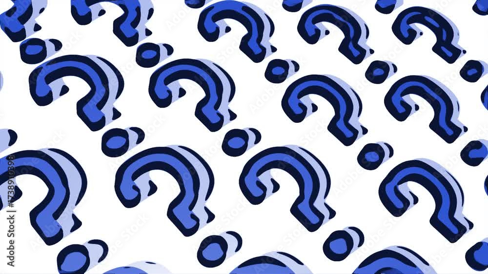 Question Mark Background cartoon style in blue loop