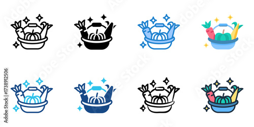 Harvest festivals icon set multiple style collection 
