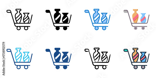 Arts and crafts markets icon set multiple style collection 
