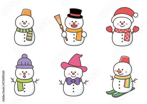 かわいい雪だるまのセット