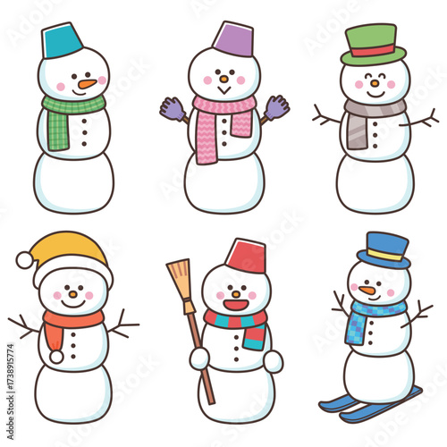 かわいい雪だるまのセット