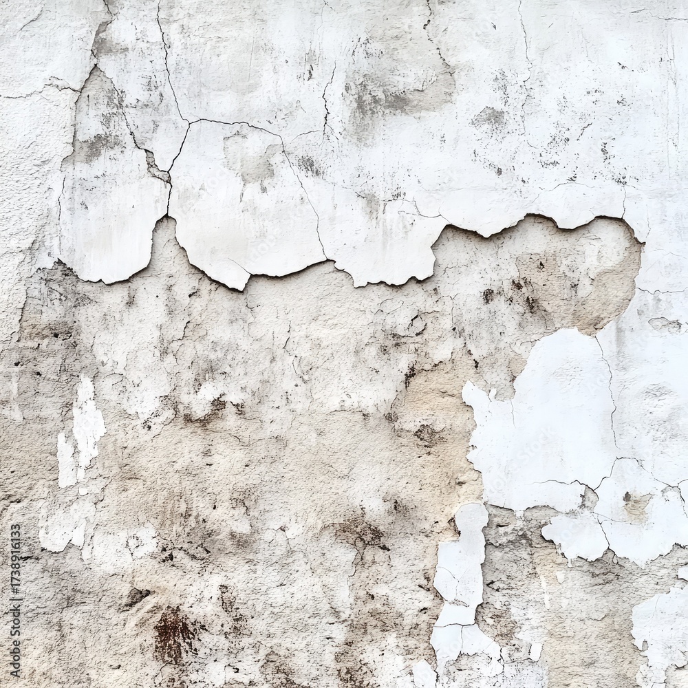 Obraz premium Cracked, peeling white wall close-up