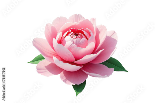 Delicate pink peony flower isolated on transparent background