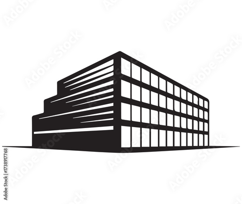 Modern Building Silhouette Icon office apartment
