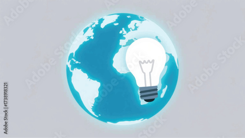 Earth and Light Bulb Technology Illustrator Artwork Banner Background Design Template 