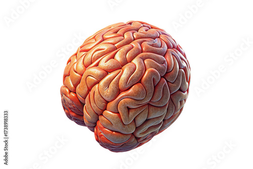 Realistic 3d rendering of a human brain isolated on transparent background