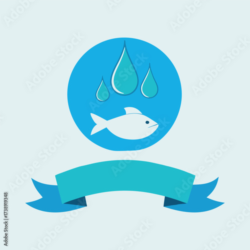 Illustration of hands protecting a fish and water drops, symbolizing conservation and care for aquatic life and resources logo design