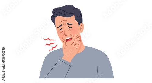 Man experiencing severe throat pain, clutching his neck in discomfort, ideal for health, medical, and wellness campaigns, promoting relief and recovery