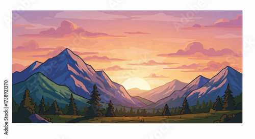 sunset in the mountains
