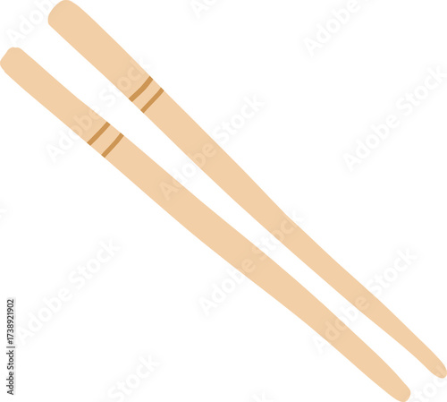 Two light brown chopsticks with brown bands