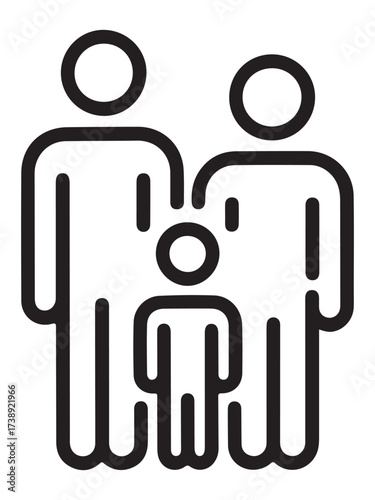 Family protection concept icon with shield and people silhouette