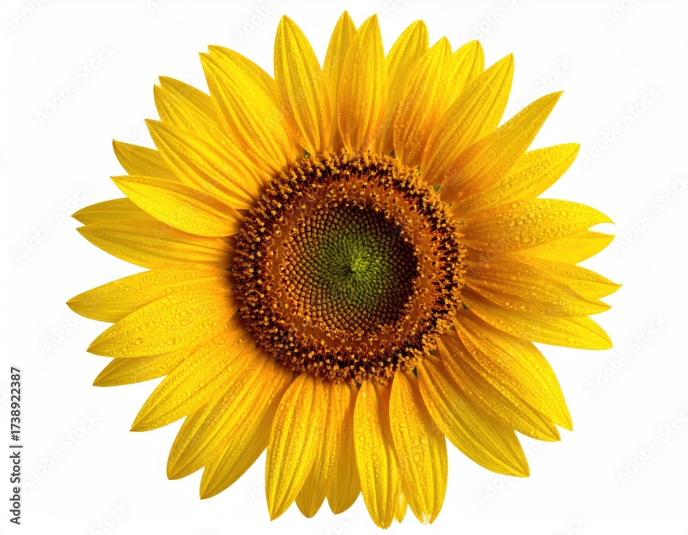 Fototapeta premium Sunny sunflower head on white