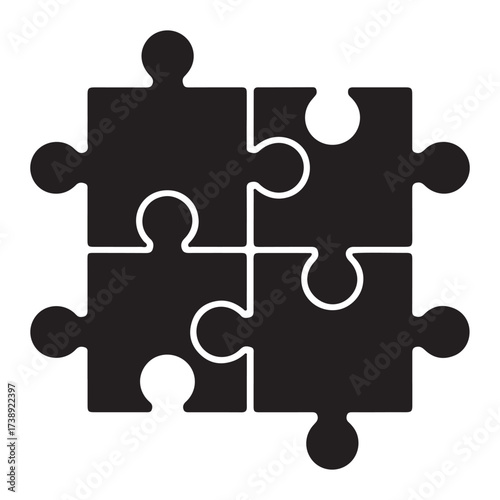 Interlocking puzzle pieces silhouette design elements