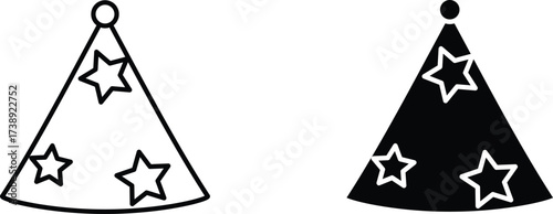 Party cap icon vector graphic illustration  with white background flat hand made icon fill icon 