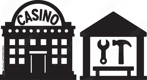 Gambling and casino themed vector design with playing cards dice and chips isolated on white background