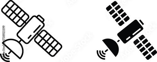 satellite icon vector graphic illustration  with white background flat hand made icon fill icon 
