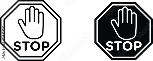 Stop sign icon vector graphic illustration  with white background flat hand made icon fill icon 