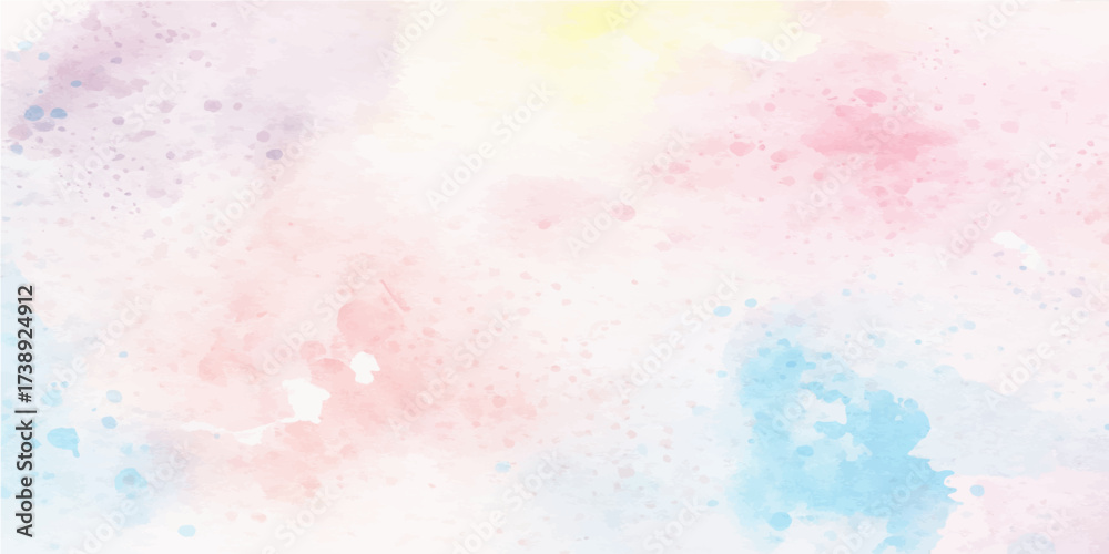 Obraz premium Abstract hand-painted watercolor background with colorful grunge texture design in pink, yellow, blue, and orange pastel paint art on paper