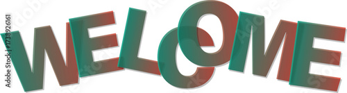 Welcome word with gradient colors and layered effect greeting text