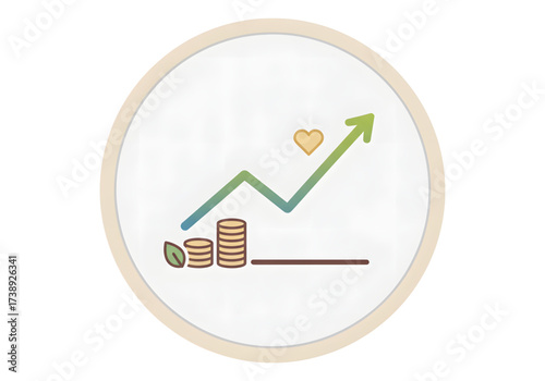  Minimal icon of a startup funding graph — no background, no shadow PNG
