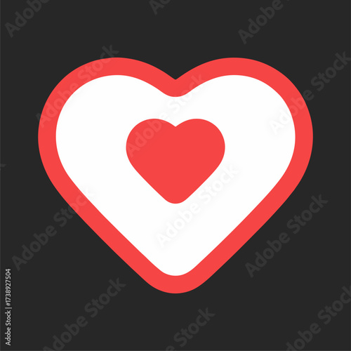 Minimal flat red heart vector icon isolated on white background, clean bold love symbol design for Valentine’s Day, infographic, logo, romantic decoration, and universal graphic element