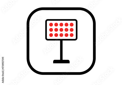 Minimal icon of a red light therapy lamp — no background, no shadow PNG
