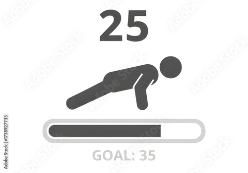 Minimal icon of a push-up tracker — no background, no shadow PNG