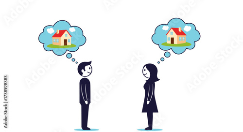 People thinking about owning a house together is a shared dream and a common goal.