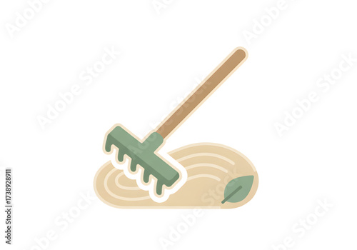  Minimal icon of a zen garden rake — no background, no shadow PNG