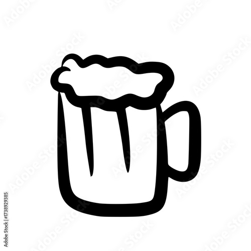 Beer mug drink doodle line icon