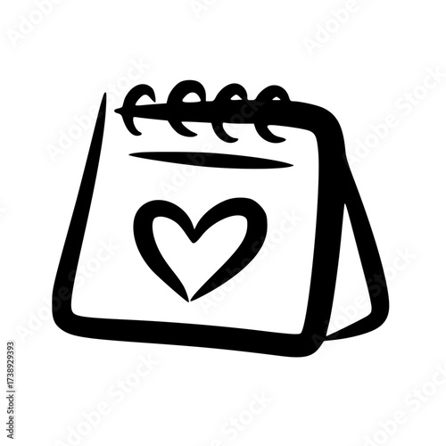 Love calendar doodle romantic date icon