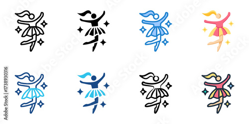 Dance performances icon set multiple style collection 
