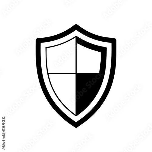 A shield with a black outline divided into four sections two white and two black