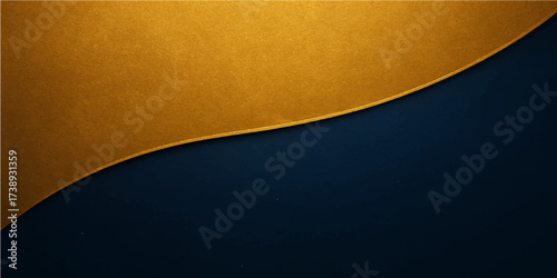 Blue gold curve wave abstract vector background with place for your text, perfect for a business template or banner design