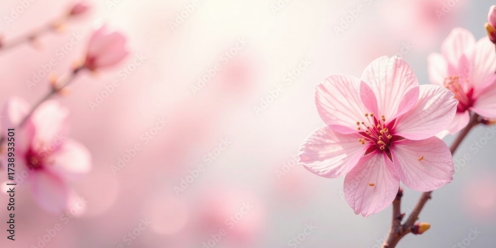 Obraz premium Delicate Pink Blossom in Soft Focus, a Symbol of Spring's Gentle Arrival