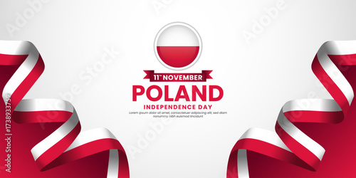 Poland independence day banner background 11 November design element with waving ribbon flag