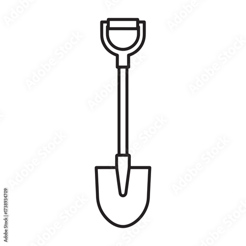Simple outline drawing of a garden spade tool