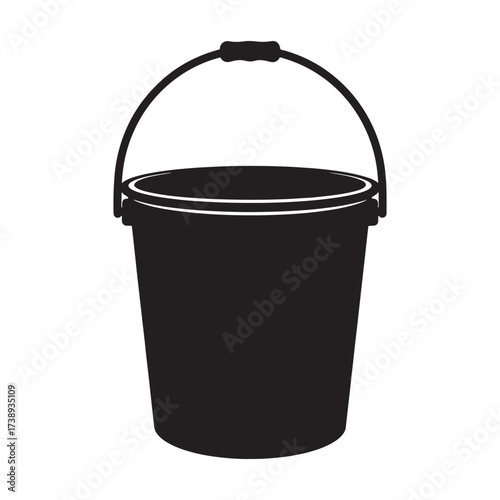 Black silhouette of a simple bucket with a handle